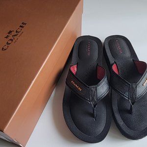 Coach Judy Sig Black Denim Sandals Size 6.5